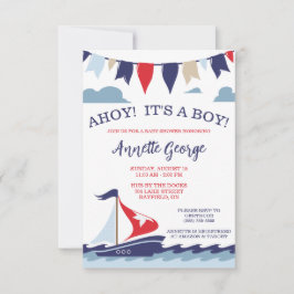 AHOY! Det är en BOY! Nautical Sailing Baby Shower Inbjudningar