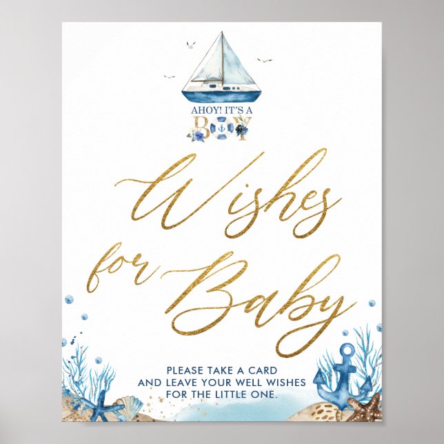 Ahoy Det är en Boy Nautical well Önskemål för Baby Poster (Framsidan)
