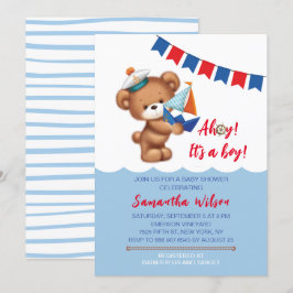 Ahoy! Det är en Boy Watercolor Nautical Baby Showe Inbjudningar