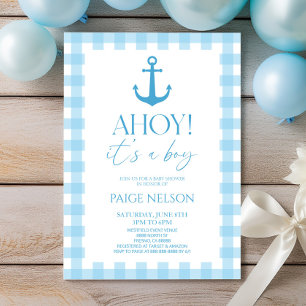 Ahoy! Det är en Elegant Blue Nautical Baby Shower Inbjudningar