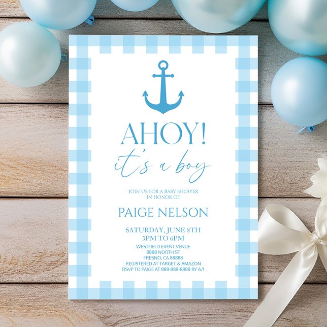 Ahoy! Det är en Elegant Blue Nautical Baby Shower Inbjudningar (Skapare uppladdad)