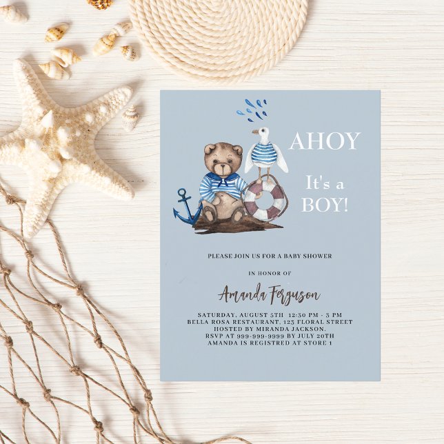 Ahoy det är en nalle-försäljare, babyskor inbjudan vykort (Skapare uppladdad)