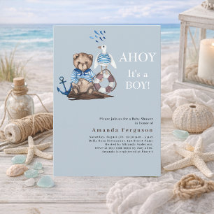 Ahoy det är en nalle-försäljare, babyskor inbjudningar