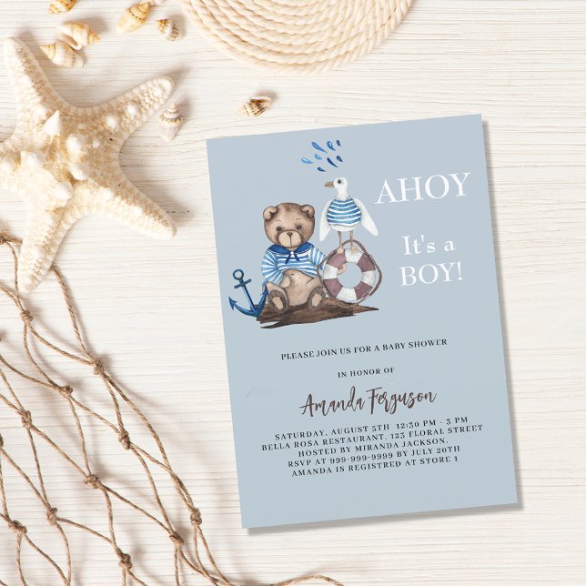 Ahoy det är en nalle-försäljare, babyskor inbjudningar (Skapare uppladdad)