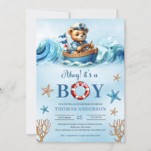 Ahoy Det är en nallens sjöman i ett sött cute. Inbjudningar