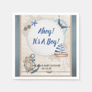 Ahoy, det är en nautisk nöjesbabydusch. pappersservett