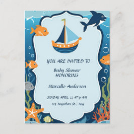 "Ahoy! Det är en pojk_ Baby Shower-inbjudan Vykort