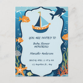 "Ahoy! Det är en pojk_ Baby Shower-inbjudan Vykort