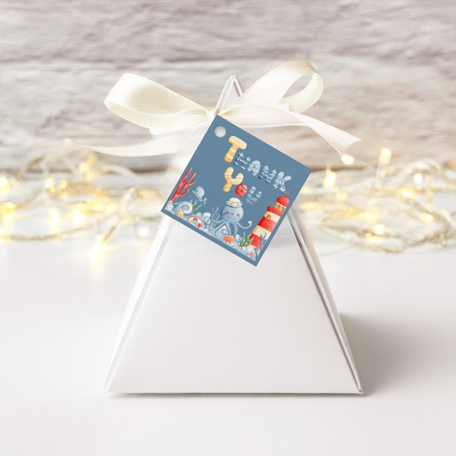 Ahoy Det är en pojk-blå nautisk babydusch Gåvor Etiketter (Skapare uppladdad)