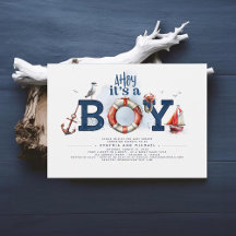 Ahoy, det är en pojk-cute Nautical Baby Shower