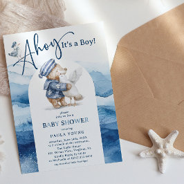 Ahoy Det är en pojk-cute Nautical Baby Shower Inbjudningar
