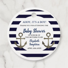 Ahoy Det är en pojk Nautical Anchor Blue Baby Show Gåvor Etiketter