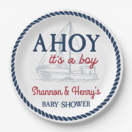 Ahoy Det är en pojk Nautical Baby Shower