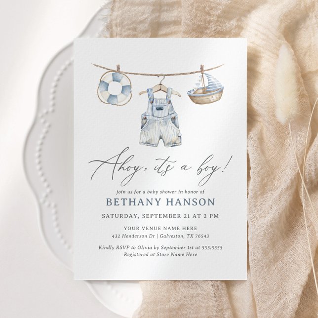Ahoy Det är en pojk Nautical Baby Shower Inbjudningar (Skapare uppladdad)