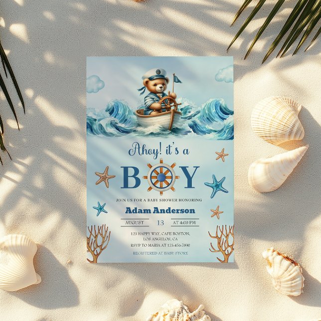 Ahoy Det är en pojk Nautical Baby Shower - Modern Inbjudningar (Skapare uppladdad)