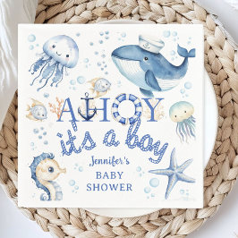 Ahoy Det är en pojk Nautical Baby Shower Pappersservett