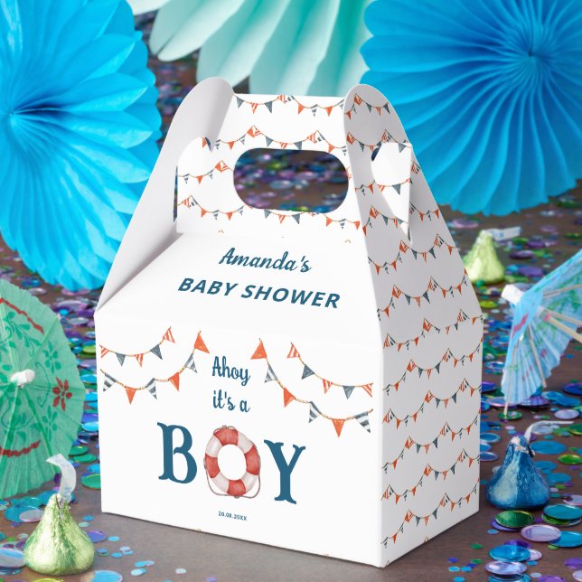 Ahoy Det är en pojk Nautical Baby Shower Presentaskar (Part)