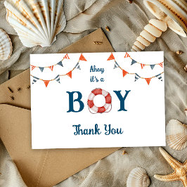 Ahoy Det är en pojk Nautical Baby Shower Tack Kort