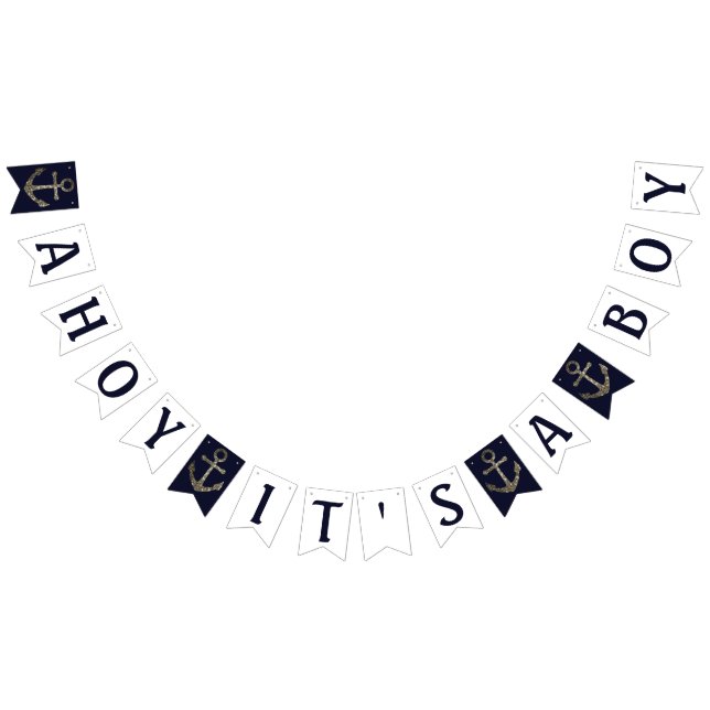 Ahoy Det är en pojk Nautical Baby Shower Vimplar (Alla)