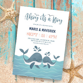 Ahoy Det är en pojk-nautical Whale Baby Shower-inb Inbjudningar