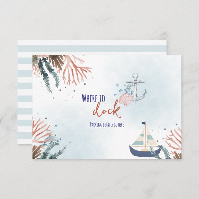 Ahoy Det är en pojk-nautisk babybockbil. Tilläggskort (Fram/baksida)