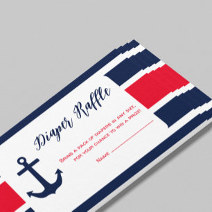 Ahoy Det är en pojk-nautisk babyskor Diaper Raffle Tilläggskort