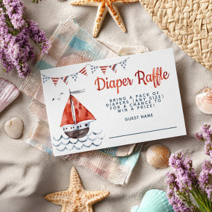 Ahoy Det är en pojk-nautisk babyskor Diaper Raffle Tilläggskort