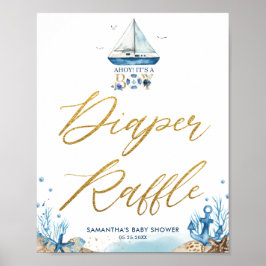 Ahoy Det är en pojk-nautisk babystövel Raffle Poster