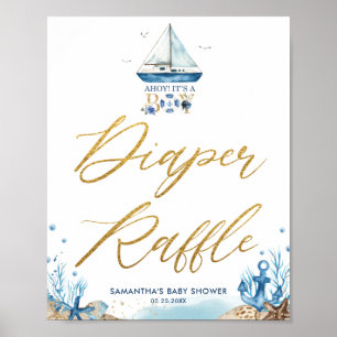Ahoy Det är en pojk-nautisk babystövel Raffle Poster