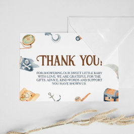 Ahoy Det är en pojk-Pirat-babydusch Tack Kort