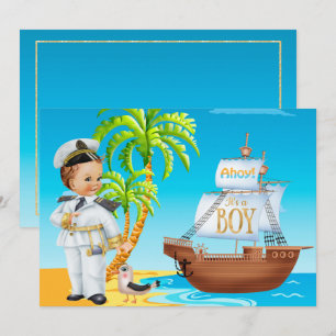 Ahoy Det är en pojkbabyinbjudan. Inbjudningar