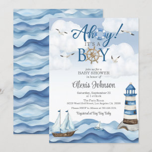 Ahoy, det är en pojkbabyinbjudan. inbjudningar
