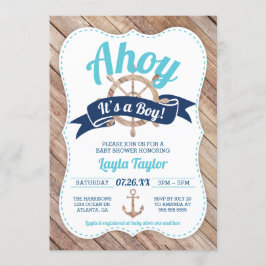 Ahoy Det är en pojkbabyinbjudan. Inbjudningar