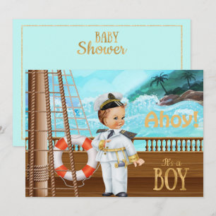 Ahoy Det är en pojkbabyinbjudan. Inbjudningar