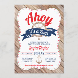 Ahoy Det är en pojkbabyinbjudan. Inbjudningar