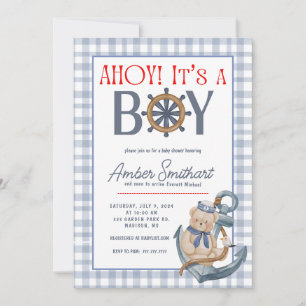 AHOY Det är en pojkbabyskabinbjudan. Inbjudningar