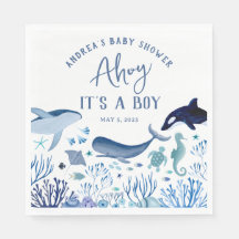 Ahoy Det är en pojkblå under Sea Baby Shower