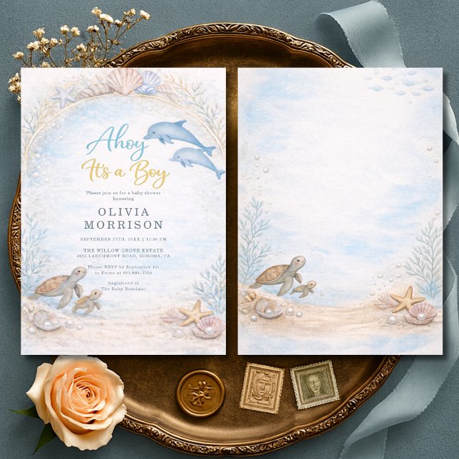 Ahoy Det är en pojke - Baby Shower Inbjudningar (Skapare uppladdad)