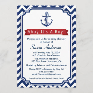 Ahoy! Det är en pojke! Baby showerinbjudan Inbjudningar