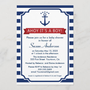 Ahoy! Det är en pojke! Baby showerinbjudan Inbjudningar