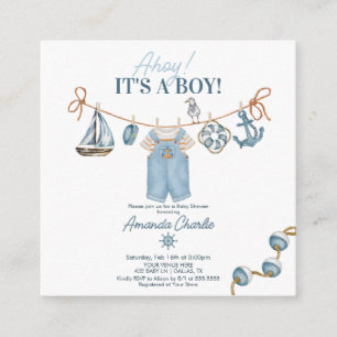 Ahoy det är en pojke - babyfirande tilläggskort