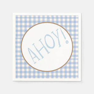 Ahoy det är en pojke blå och vit baby pappersservett