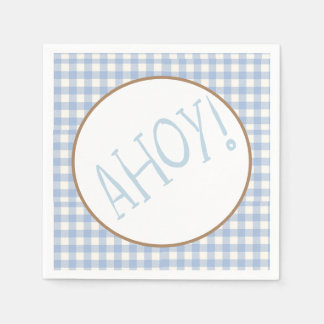 Ahoy det är en pojke blå och vit baby pappersservett