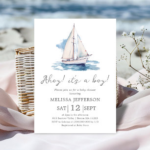 Ahoy det är en pojke Boat Baby Shower-inbjudan Inbjudningar