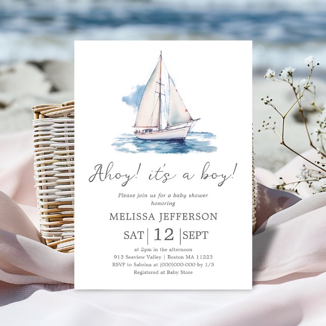 Ahoy det är en pojke | Boat Baby Shower-inbjudan Inbjudningar (Skapare uppladdad)