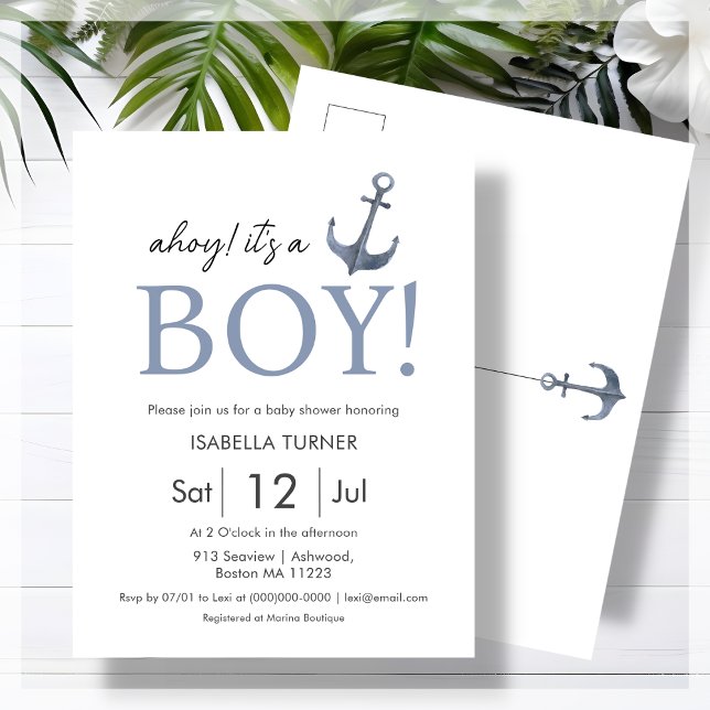 Ahoy! Det är en pojke | Inbjudan till babyvisnings (Skapare uppladdad)