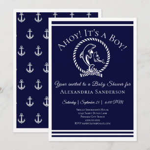 Ahoy, det är en pojke! Inbjudan till Nautical Baby