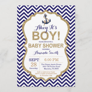 Ahoy, det är en pojke! Inbjudan till Nautical Baby