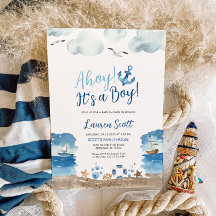 Ahoy Det är en pojke | Inbjudan till Nautical Baby