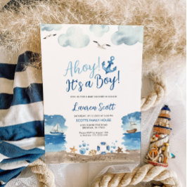 Ahoy Det är en pojke | Inbjudan till Nautical Baby